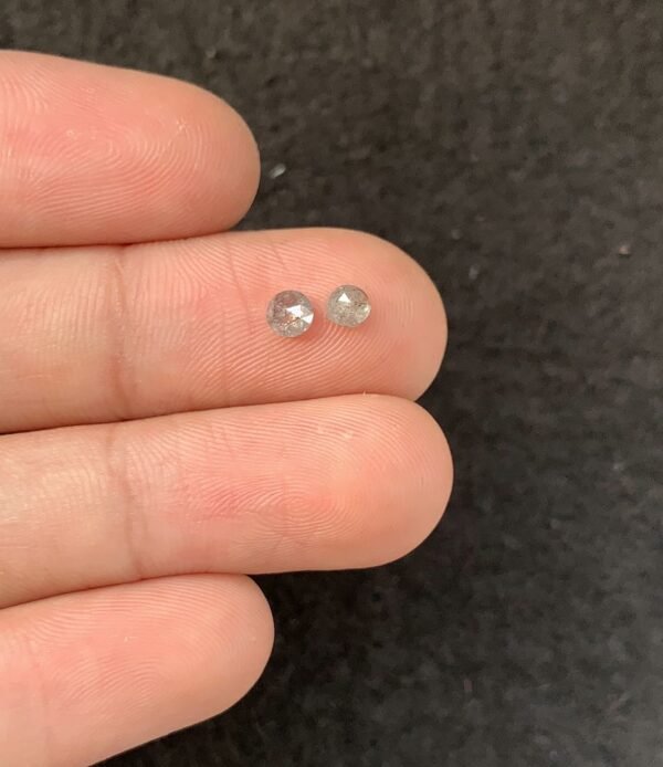 Natural Salt And Paper Diamond Gemstone Rose Cut Round Shape Cabochon High Quality Loose Gemstones For Jewelry Making 3-4 MM Size 2 Pcs SM23920