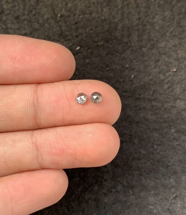 Natural Salt And Paper Diamond Gemstone Rose Cut Round Shape Cabochon High Quality Loose Gemstones For Jewelry Making 4 MM Size 2 Pcs SM23921
