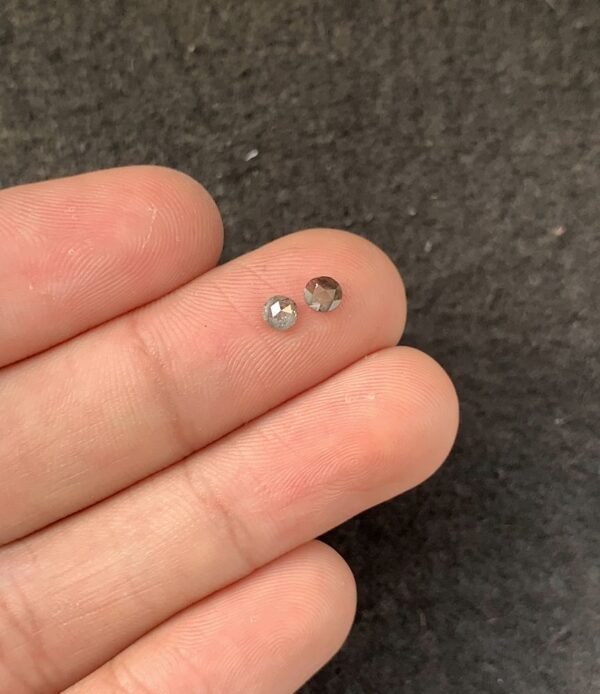 Natural Salt And Paper Diamond Gemstone Rose Cut Round Shape Cabochon High Quality Loose Gemstones For Jewelry Making 3-4 MM Size 2 Pcs SM23922