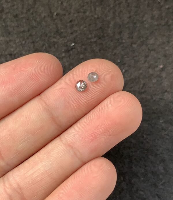 Natural Salt And Paper Diamond Gemstone Rose Cut Round Shape Cabochon High Quality Loose Gemstones For Jewelry Making 3-4 MM Size 2 Pcs SM23923 - Image 2