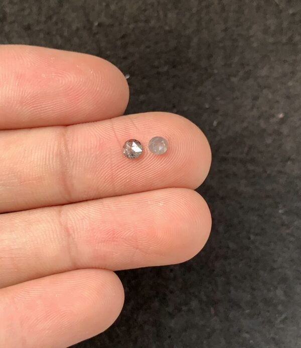 Natural Salt And Paper Diamond Gemstone Rose Cut Round Shape Cabochon High Quality Loose Gemstones For Jewelry Making 3-4 MM Size 2 Pcs SM23923