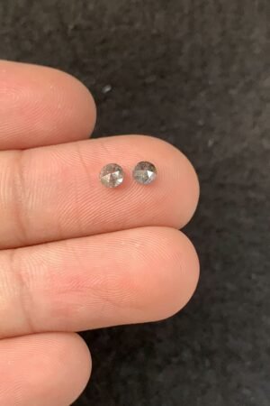Natural Salt And Paper Diamond Gemstone Rose Cut Round Shape Cabochon High Quality Loose Gemstones For Jewelry Making 3-4 MM Size 2 Pcs SM23924