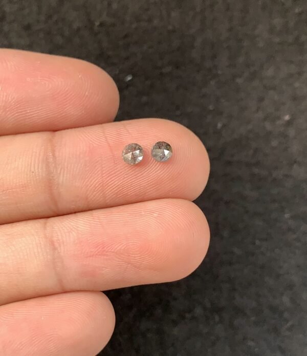 Natural Salt And Paper Diamond Gemstone Rose Cut Round Shape Cabochon High Quality Loose Gemstones For Jewelry Making 3-4 MM Size 2 Pcs SM23924