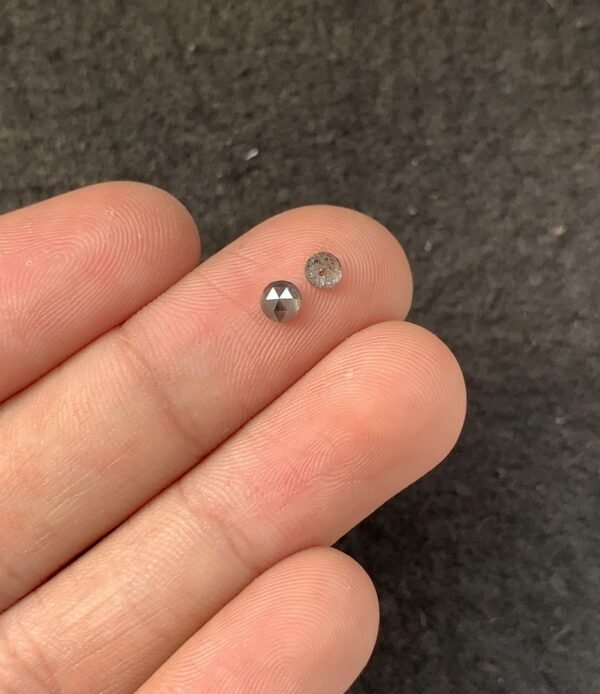 Natural Salt And Paper Diamond Gemstone Rose Cut Round Shape Cabochon High Quality Loose Gemstones For Jewelry Making 3-4 MM Size 2 Pcs SM23925 - Image 2