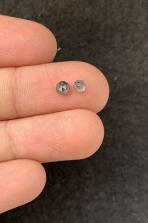 Natural Salt And Paper Diamond Gemstone Rose Cut Round Shape Cabochon High Quality Loose Gemstones For Jewelry Making 3-4 MM Size 2 Pcs SM23925
