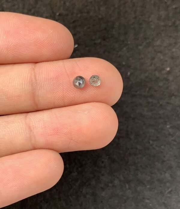 Natural Salt And Paper Diamond Gemstone Rose Cut Round Shape Cabochon High Quality Loose Gemstones For Jewelry Making 3-4 MM Size 2 Pcs SM23925