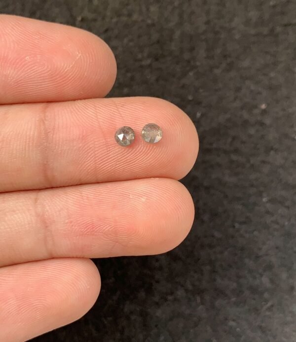 Natural Salt And Paper Diamond Gemstone Rose Cut Round Shape Cabochon High Quality Loose Gemstones For Jewelry Making 3 MM Size 2 Pcs SM23926