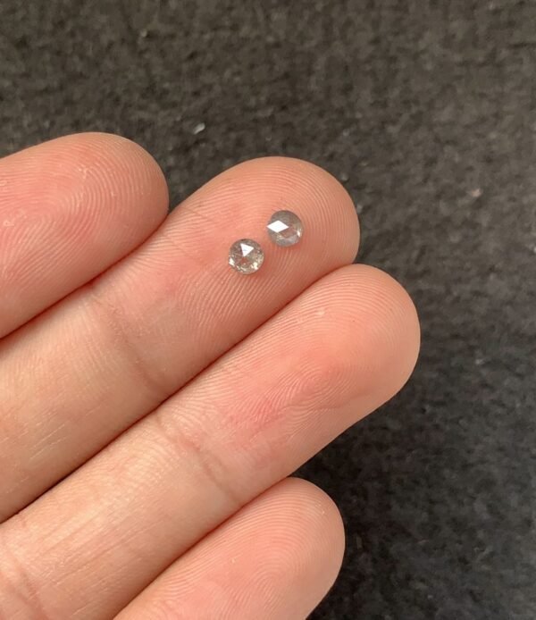 Natural Salt And Paper Diamond Gemstone Rose Cut Round Shape Cabochon High Quality Loose Gemstones For Jewelry Making 3-4 MM Size 2 Pcs SM23927 - Image 2