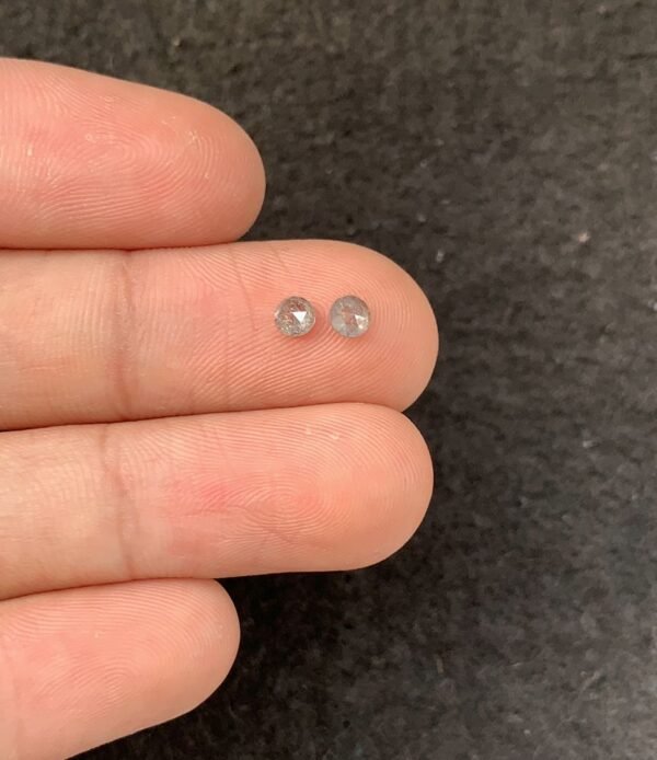 Natural Salt And Paper Diamond Gemstone Rose Cut Round Shape Cabochon High Quality Loose Gemstones For Jewelry Making 3-4 MM Size 2 Pcs SM23927