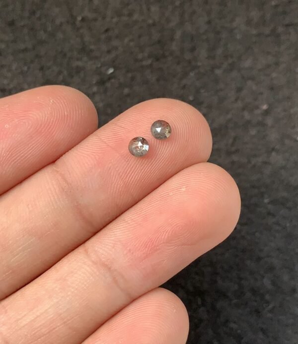 Natural Salt And Paper Diamond Gemstone Rose Cut Round Shape Cabochon High Quality Loose Gemstones For Jewelry Making 3 MM Size 2 Pcs SM23928 - Image 2