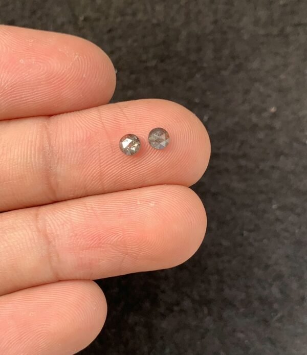 Natural Salt And Paper Diamond Gemstone Rose Cut Round Shape Cabochon High Quality Loose Gemstones For Jewelry Making 3 MM Size 2 Pcs SM23928