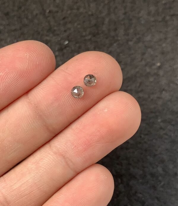 Natural Salt And Paper Diamond Gemstone Rose Cut Round Shape Cabochon High Quality Loose Gemstones For Jewelry Making 3-4 MM Size 2 Pcs SM23929 - Image 2