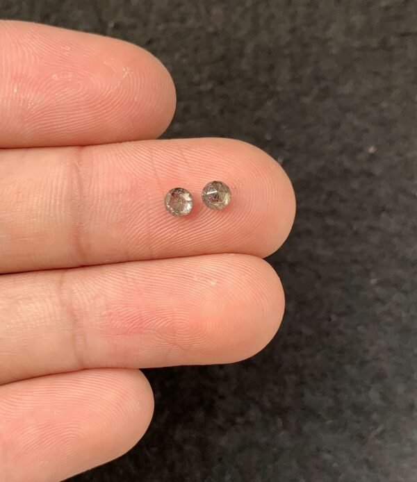 Natural Salt And Paper Diamond Gemstone Rose Cut Round Shape Cabochon High Quality Loose Gemstones For Jewelry Making 3-4 MM Size 2 Pcs SM23929