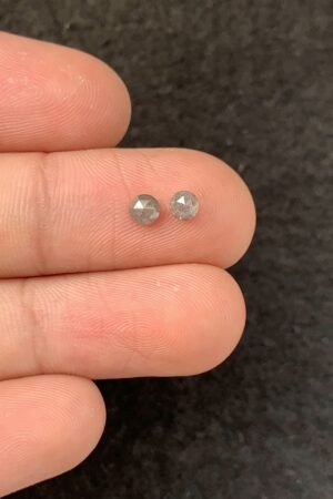 Natural Salt And Paper Diamond Gemstone Rose Cut Round Shape Cabochon High Quality Loose Gemstones For Jewelry Making 4 MM Size 2 Pcs SM23930