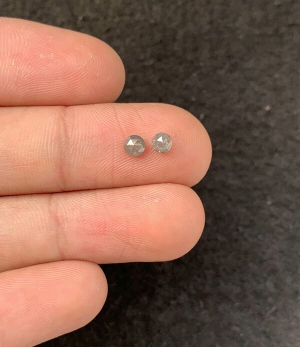 Natural Salt And Paper Diamond Gemstone Rose Cut Round Shape Cabochon High Quality Loose Gemstones For Jewelry Making 4 MM Size 2 Pcs SM23930