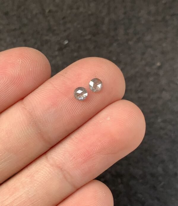 Natural Salt And Paper Diamond Gemstone Rose Cut Round Shape Cabochon High Quality Loose Gemstones For Jewelry Making 3-4 MM Size 2 Pcs SM23931 - Image 2