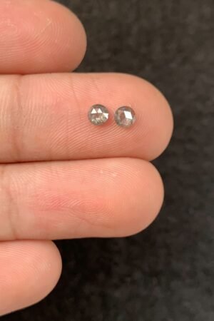 Natural Salt And Paper Diamond Gemstone Rose Cut Round Shape Cabochon High Quality Loose Gemstones For Jewelry Making 3-4 MM Size 2 Pcs SM23931