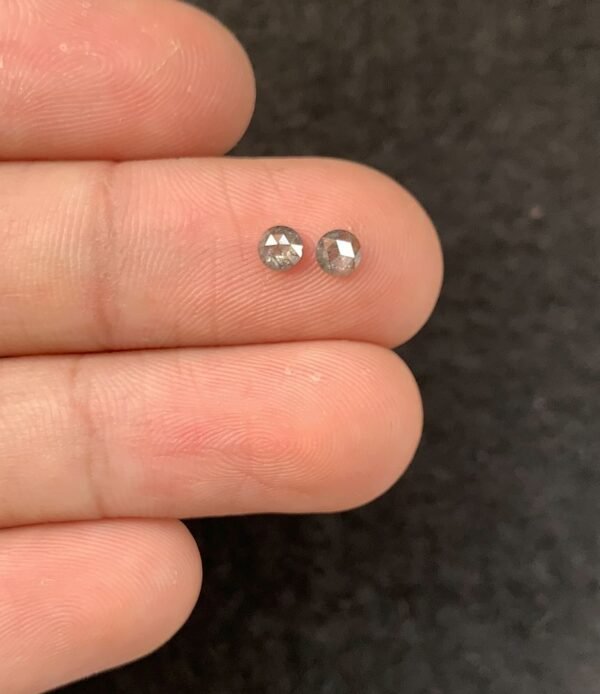Natural Salt And Paper Diamond Gemstone Rose Cut Round Shape Cabochon High Quality Loose Gemstones For Jewelry Making 3-4 MM Size 2 Pcs SM23931