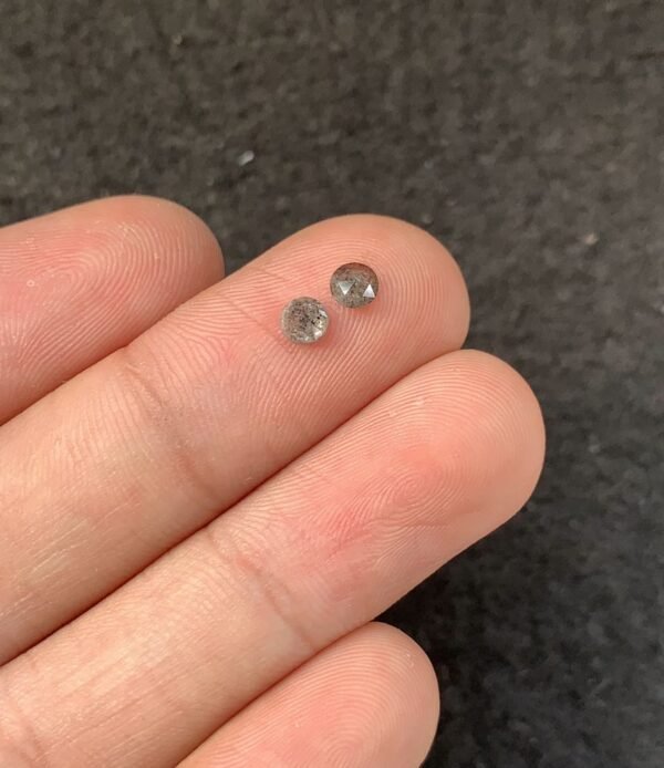 Natural Salt And Paper Diamond Gemstone Rose Cut Round Shape Cabochon High Quality Loose Gemstones For Jewelry Making 4 MM Size 2 Pcs SM23932 - Image 2