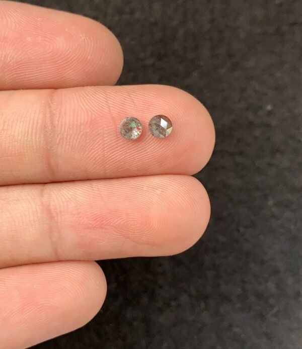 Natural Salt And Paper Diamond Gemstone Rose Cut Round Shape Cabochon High Quality Loose Gemstones For Jewelry Making 4 MM Size 2 Pcs SM23932