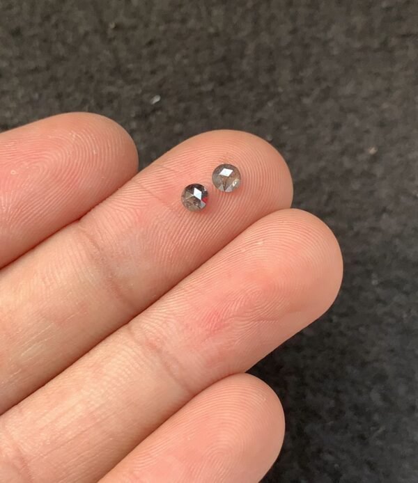 Natural Salt And Paper Diamond Gemstone Rose Cut Round Shape Cabochon High Quality Loose Gemstones For Jewelry Making 3-4 MM Size 2 Pcs SM23933 - Image 2