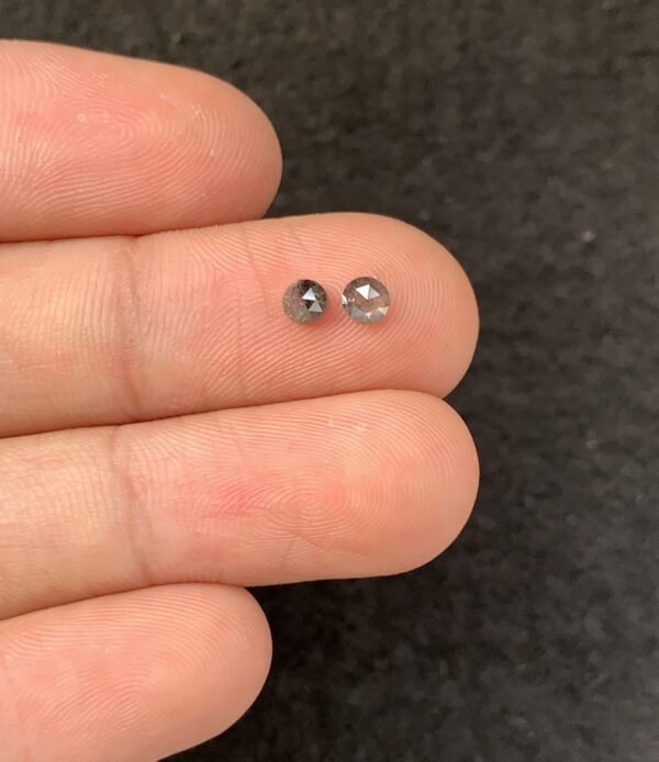Natural Salt And Paper Diamond Gemstone Rose Cut Round Shape Cabochon High Quality Loose Gemstones For Jewelry Making 3-4 MM Size 2 Pcs SM23933