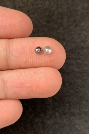 Natural Salt And Paper Diamond Gemstone Rose Cut Round Shape Cabochon High Quality Loose Gemstones For Jewelry Making 3-4 MM Size 2 Pcs SM23934