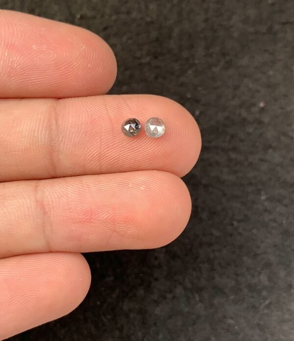 Natural Salt And Paper Diamond Gemstone Rose Cut Round Shape Cabochon High Quality Loose Gemstones For Jewelry Making 3-4 MM Size 2 Pcs SM23934