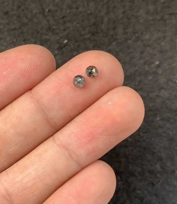 Natural Salt And Paper Diamond Gemstone Rose Cut Round Shape Cabochon High Quality Loose Gemstones For Jewelry Making 3-4 MM Size 2 Pcs SM23935 - Image 2