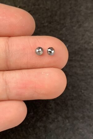 Natural Salt And Paper Diamond Gemstone Rose Cut Round Shape Cabochon High Quality Loose Gemstones For Jewelry Making 3-4 MM Size 2 Pcs SM23935