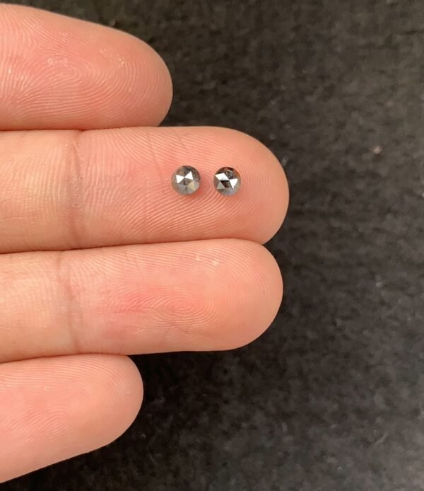 Natural Salt And Paper Diamond Gemstone Rose Cut Round Shape Cabochon High Quality Loose Gemstones For Jewelry Making 3-4 MM Size 2 Pcs SM23935