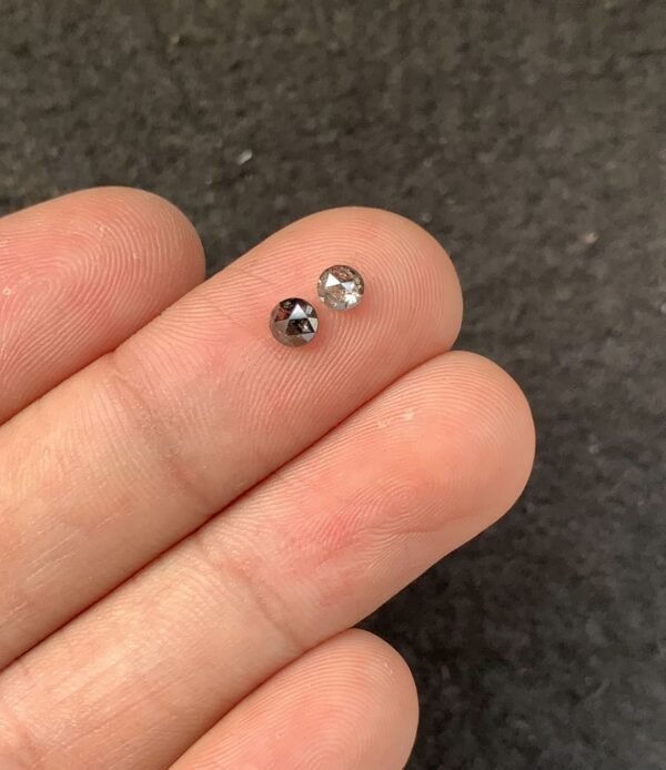 Natural Salt And Paper Diamond Gemstone Rose Cut Round Shape Cabochon High Quality Loose Gemstones For Jewelry Making 3-4 MM Size 2 Pcs SM23936 - Image 2