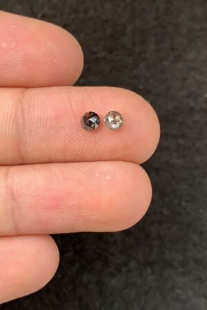 Natural Salt And Paper Diamond Gemstone Rose Cut Round Shape Cabochon High Quality Loose Gemstones For Jewelry Making 3-4 MM Size 2 Pcs SM23936