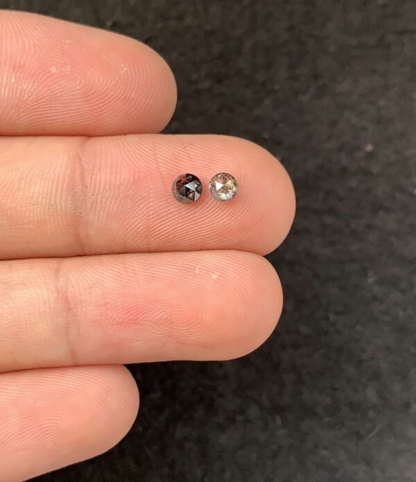 Natural Salt And Paper Diamond Gemstone Rose Cut Round Shape Cabochon High Quality Loose Gemstones For Jewelry Making 3-4 MM Size 2 Pcs SM23936