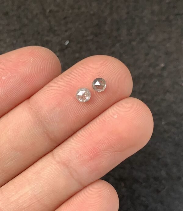 Natural Salt And Paper Diamond Gemstone Rose Cut Round Shape Cabochon High Quality Loose Gemstones For Jewelry Making 4 MM Size 2 Pcs SM23937 - Image 2
