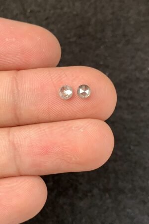Natural Salt And Paper Diamond Gemstone Rose Cut Round Shape Cabochon High Quality Loose Gemstones For Jewelry Making 4 MM Size 2 Pcs SM23937