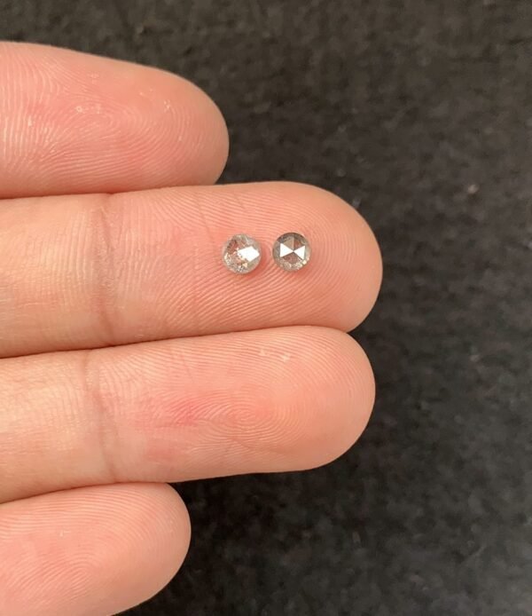 Natural Salt And Paper Diamond Gemstone Rose Cut Round Shape Cabochon High Quality Loose Gemstones For Jewelry Making 4 MM Size 2 Pcs SM23937