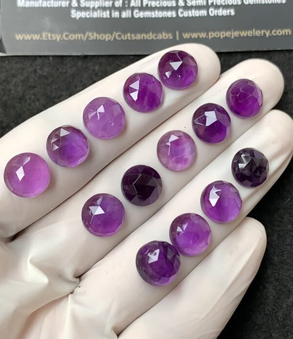 Natural Amethyst Gemstone Rose Cut Round Shape Cabochon High Quality Loose Gemstones For Jewelry Making 10 MM Size 14 Pcs V2727 - Image 2