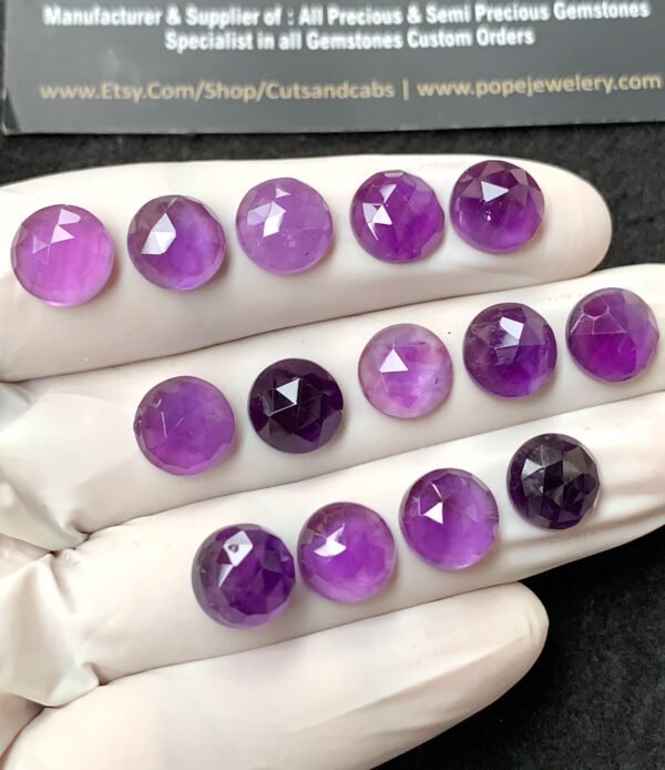 Natural Amethyst Gemstone Rose Cut Round Shape Cabochon High Quality Loose Gemstones For Jewelry Making 10 MM Size 14 Pcs V2727