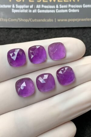 Natural Amethyst Gemstone Rose Cut Cushion Shape Cabochon High Quality Loose Gemstones For Jewelry Making 10 MM Size 6 Pcs V2733