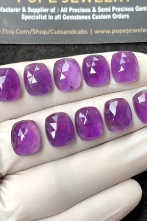 Natural Amethyst Gemstone Rose Cut Rectangle Shape Cabochon High Quality Loose Gemstones For Jewelry Making 12x10 MM Size 10 Pcs V2734