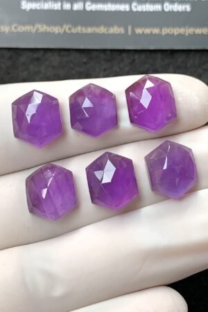 Natural Amethyst Gemstone Rose Cut Hexagon Shape Cabochon High Quality Loose Gemstones For Jewelry Making 12x10 MM Size 6 Pcs V2736