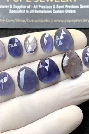 Natural Iolite Gemstone Rose Cut Mix Shape Cabochon High Quality Loose Gemstones For Jewelry Making 11-16 MM Size 10 Pcs SM24558