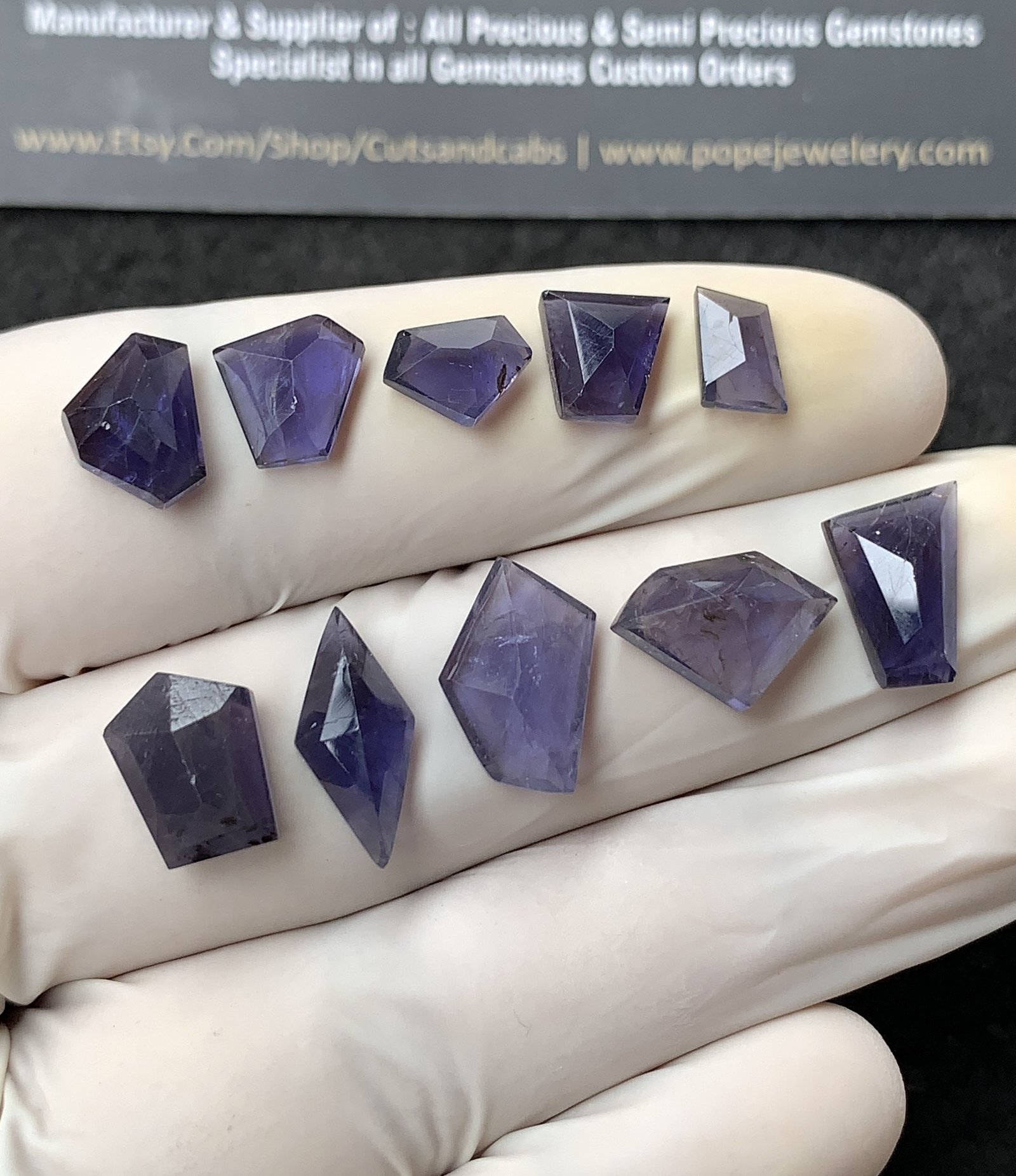 Natural Iolite Gemstone Step Cut Mix Shape Cabochon High Quality Loose Gemstones For Jewelry Making 6-15 MM Size 10 Pcs SM24562