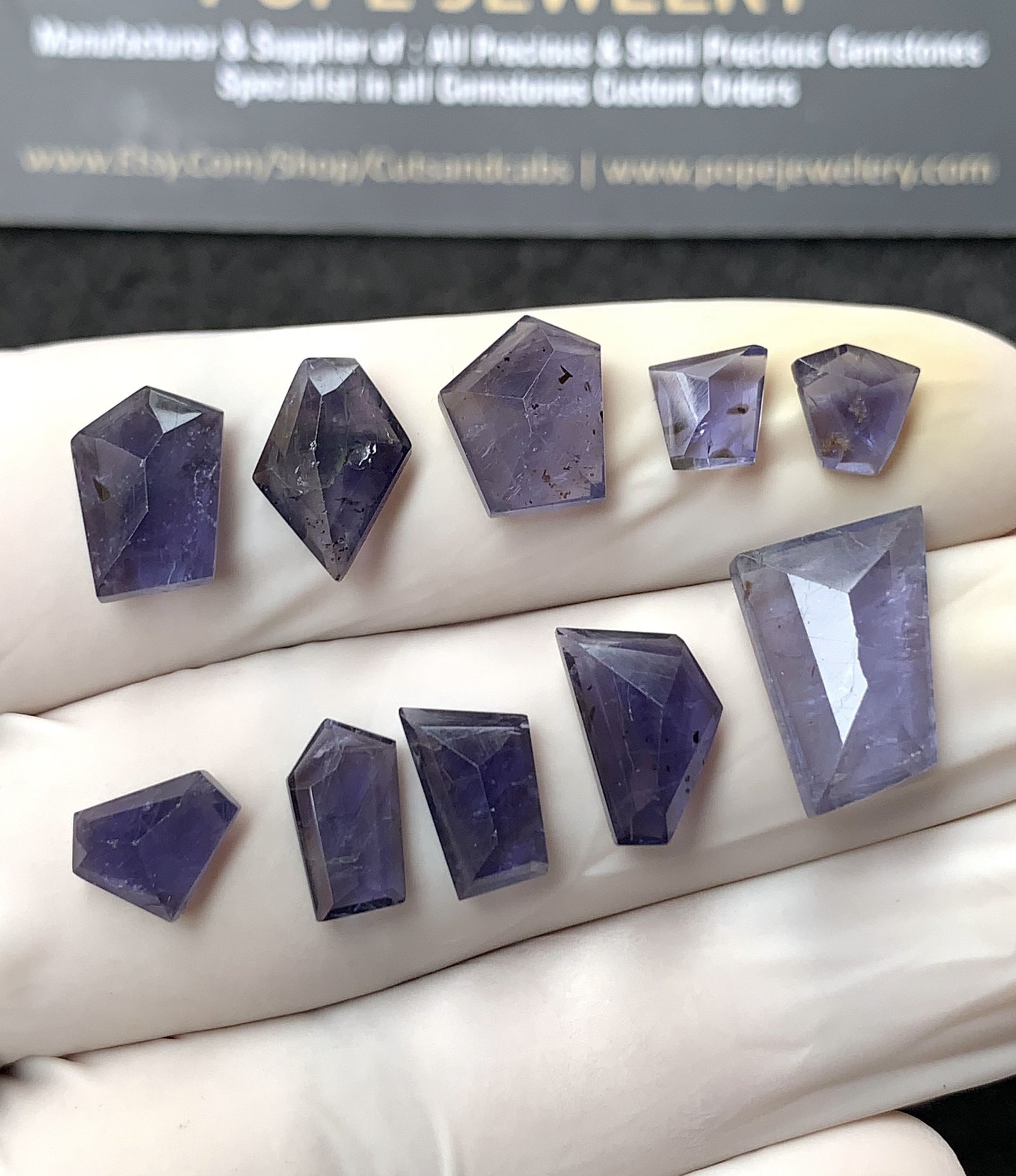 Natural Iolite Gemstone Step Cut Mix Shape Cabochon High Quality Loose Gemstones For Jewelry Making 7-14 MM Size 10 Pcs SM24563