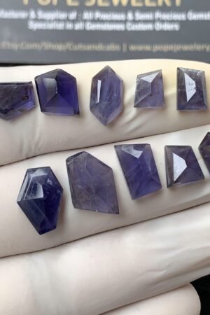 Natural Iolite Gemstone Step Cut Mix Shape Cabochon High Quality Loose Gemstones For Jewelry Making 8-13 MM Size 10 Pcs SM24564