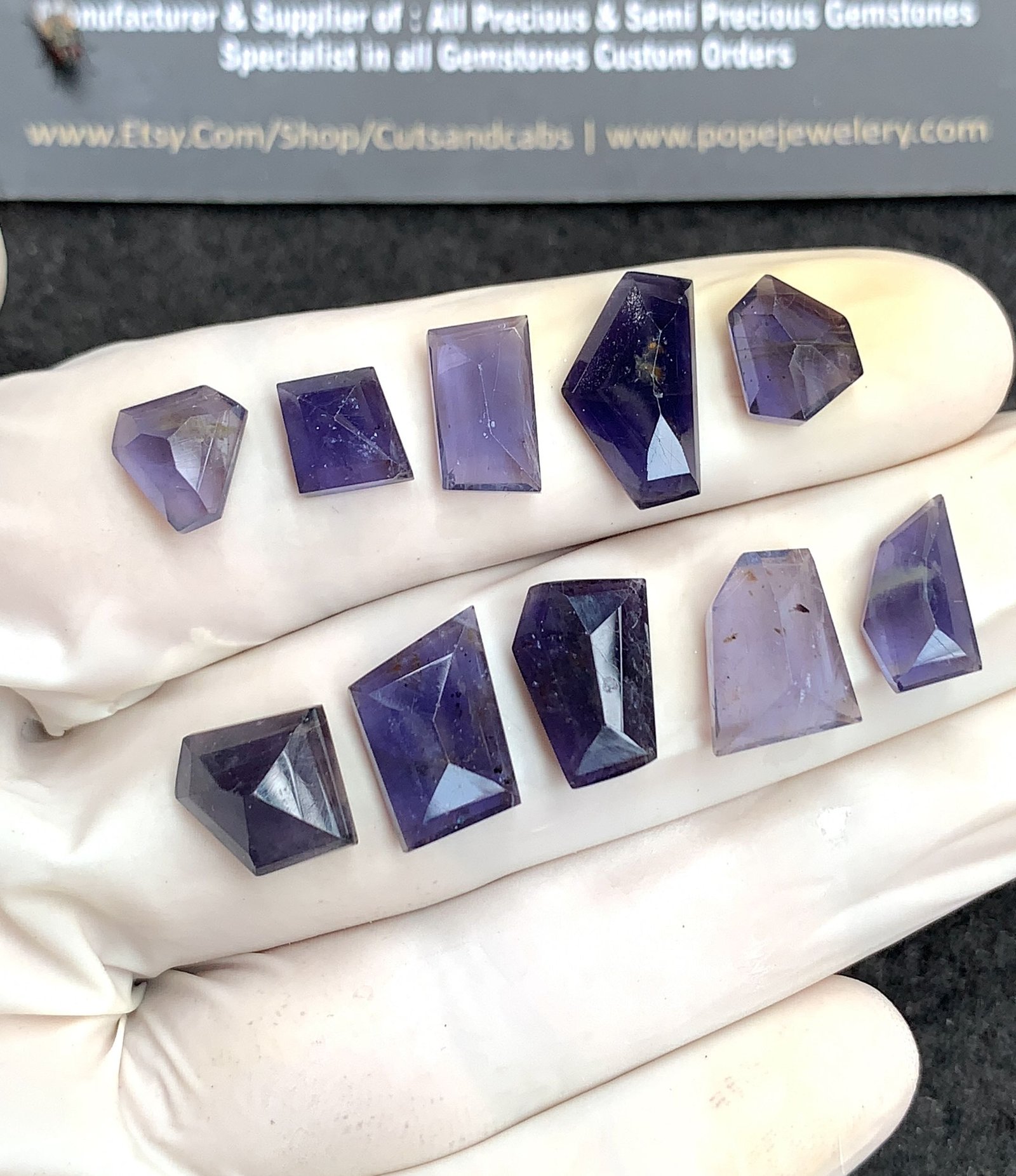 Natural Iolite Gemstone Step Cut Fancy Shape Cabochon High Quality Loose Gemstones For Jewelry Making 7-14 MM Size 10 Pcs V2744
