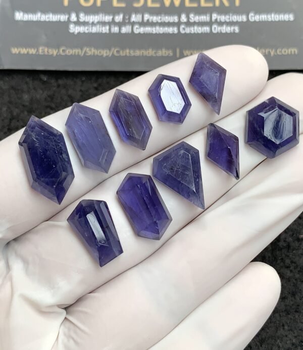 Natural Iolite Gemstone Step Cut Mix Shape Cabochon High Quality Loose Gemstones For Jewelry Making 12-19 MM Size 10 Pcs V2747 - Image 2