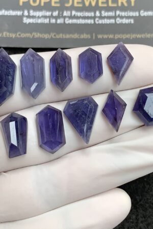 Natural Iolite Gemstone Step Cut Mix Shape Cabochon High Quality Loose Gemstones For Jewelry Making 12-19 MM Size 10 Pcs V2747