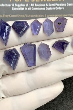 Natural Iolite Gemstone Step Cut Mix Shape Cabochon High Quality Loose Gemstones For Jewelry Making 10-20 MM Size 10 Pcs V2749